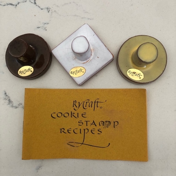 RYCRAFT Terracotta Cookie Stamps x 3 With Recipe Book VTG - Picture 2 of 14